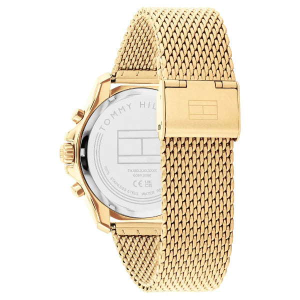 Tommy Hilfiger Jordan Gold Mesh Bracelet Green Dial Chronograph Quartz Watch for Gents